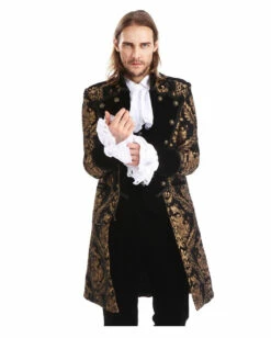 Gothic Aristokrat Herren Mantel Gold Schwarz