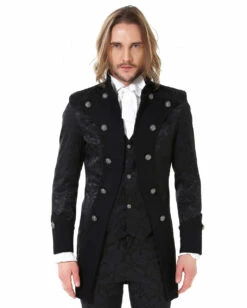 Steampunk Aristokrat Herren Mantel Schwarz