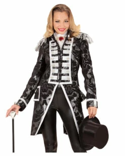 Venezianischer Damenfrack Silber-schwarz