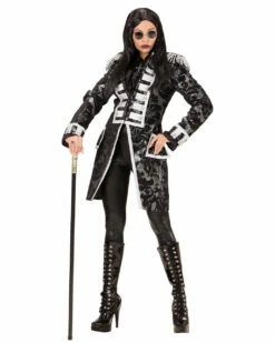 Venezianischer Damenfrack Silber-schwarz -FinsternisMode Verkäufe venezianischer damenfrack silber schwarz kostuemuniform fuer frauen bild3 27470