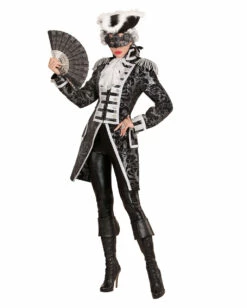 Venezianischer Damenfrack Silber-schwarz -FinsternisMode Verkäufe venezianischer damenfrack silber schwarz kostuemuniform fuer frauen bild4 27470